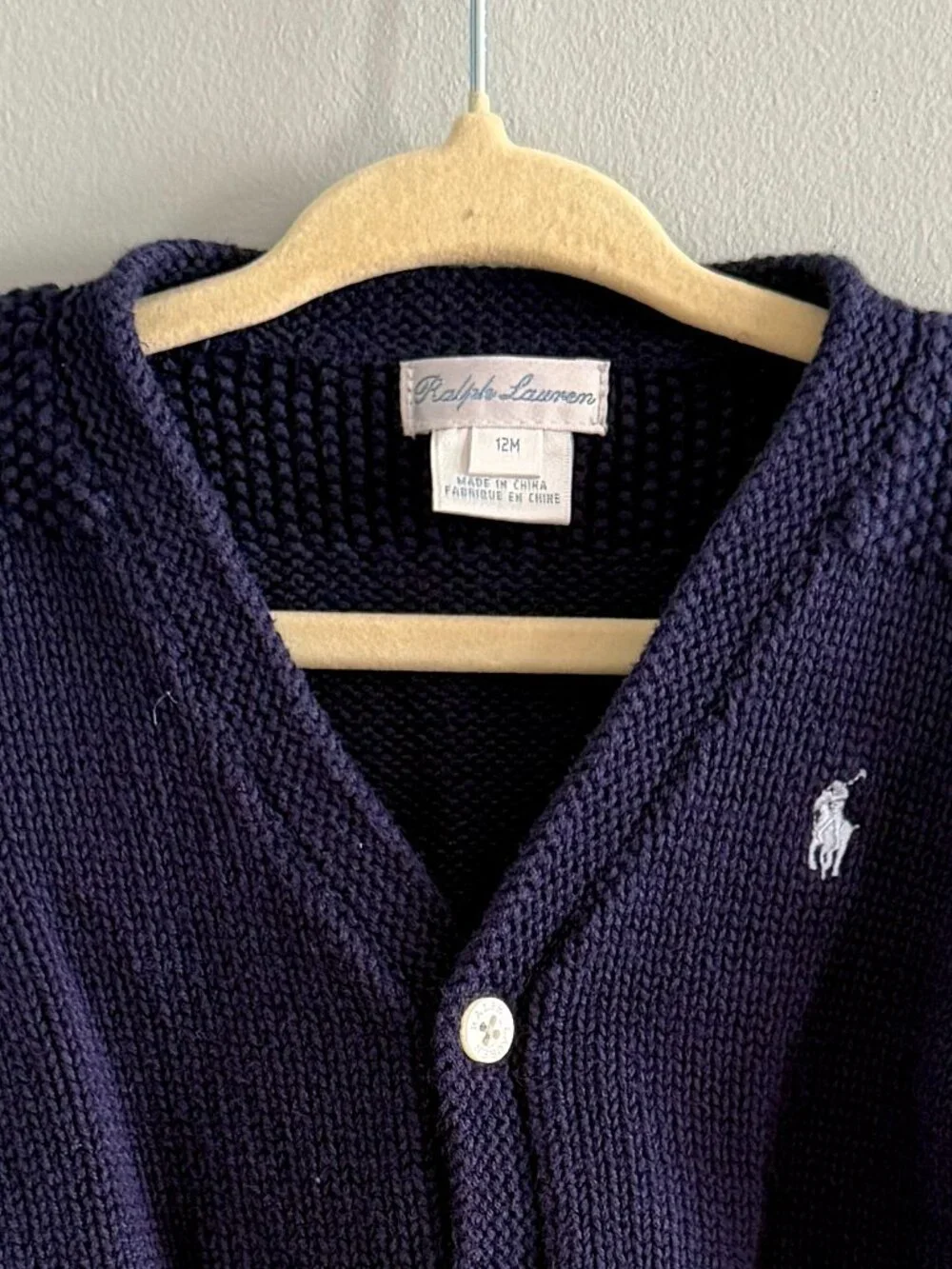 Ralph Lauren Baby Chunky Knit Navy Cardigan 12M